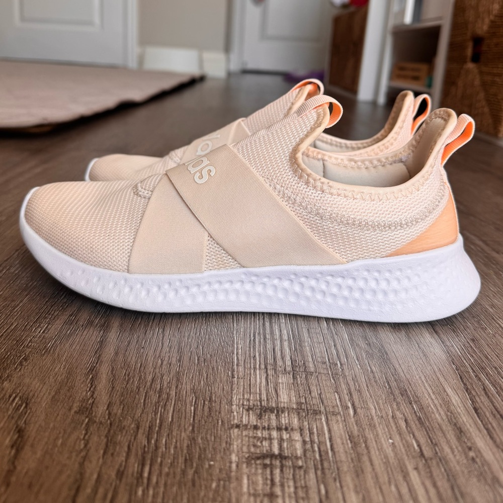 ADIDAS Puremotion Adapt Wonder White/Acid Orange Slip-On Comfort Sneakers